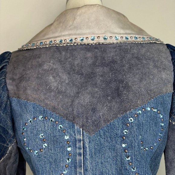 ❌SOLD❌Vintage 1970s Love Melody Denim and Leather Patchwork Jacket, Levi's - Picture 5 of 9